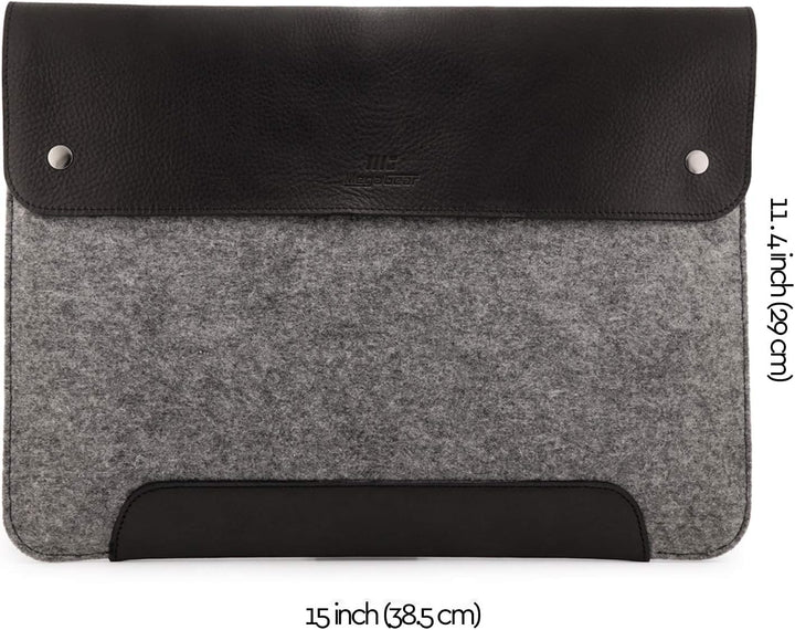 MegaGear MacBook-Tasche aus echtem Leder und Fleece, Laptop-Hülle für MacBook Pro und MacBook Air Hü