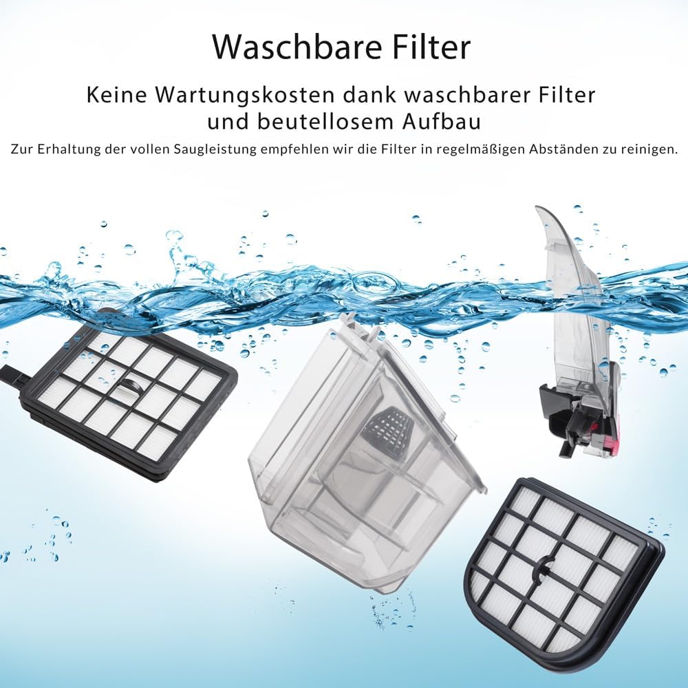 Deuba® Staubsauger Beutellos Tierhaare 900 Watt Zyklon 1,5L Staubbehälter Haushalt Bodenstaubsauger