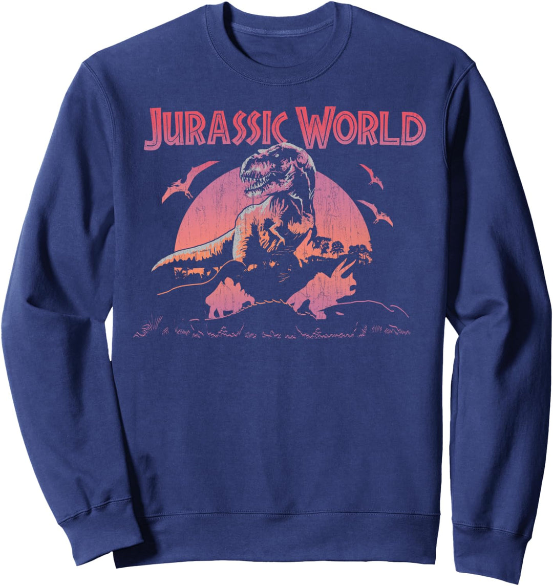 Jurassic World Retro Gradient Sunset Silhouette Logo Sweatshirt