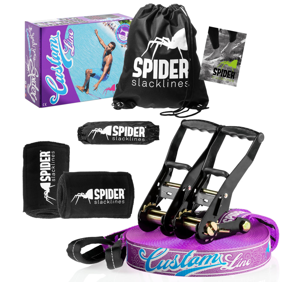 TKSA4 - Custom Slackline Kit erfahrene Slackliner und Anfänger - Komplettset aus 30m langem Gurtband