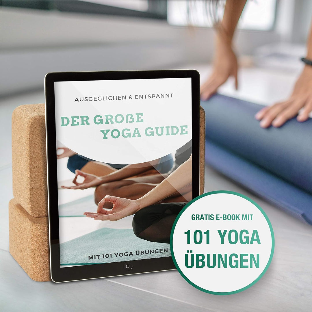NAJATO Sports Yoga Block Kork 2er Set – Wahlweise mit Yogagurt – Yogablock inkl. E-Book (PDF Datei)