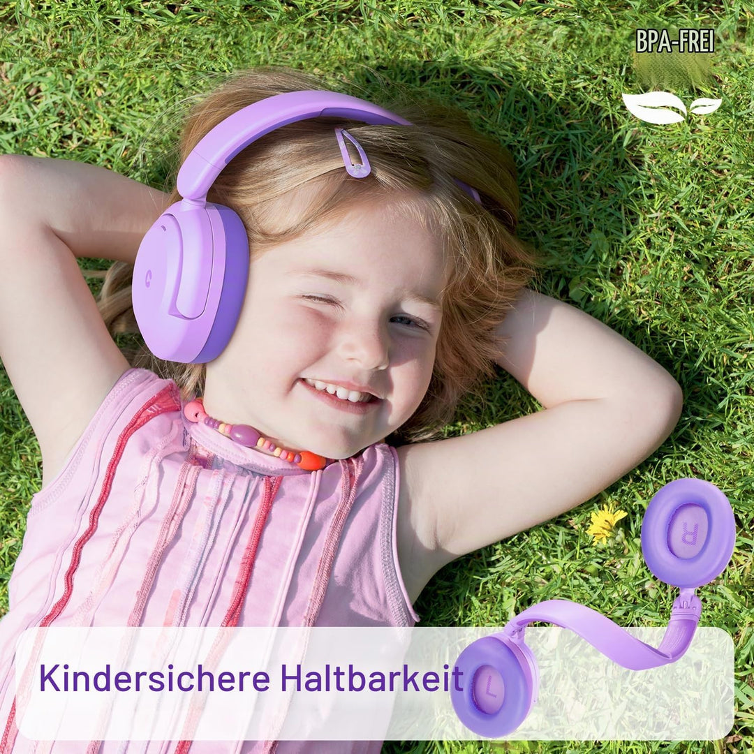 iClever Noise Cancelling Kopfhörer Kinder Bluetooth, 60H Spielzeit, 80dBA Sichere Lautstärke, Bequem