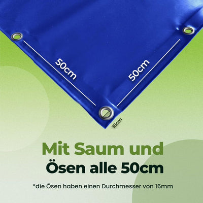 LKW Plane, 700 g, Ösen alle 50 cm mit Saum mit Wunschmass (Blau, 2,40 m x 2,00 m) Blau 2,40 m x 2,00