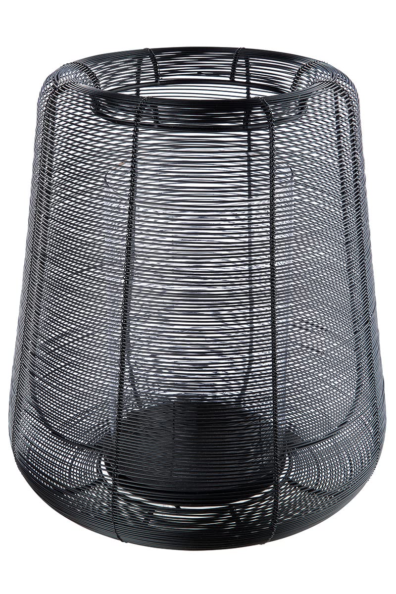 Casablanca modernes Design GILDE Deko Windlicht Laterne mit Glaseinsatz - Metall - schwarz - Höhe 29