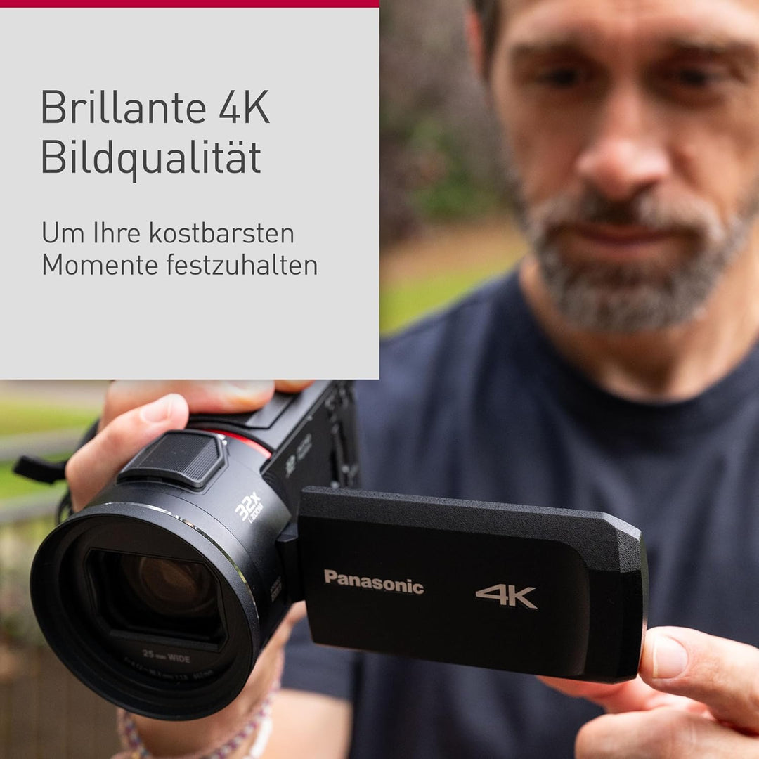Panasonic HC-VX3E-K 4K-Camcorder, Video (25p), 25-mm-F1.8-Weitwinkelobjektiv, 24-facher optischer Zo