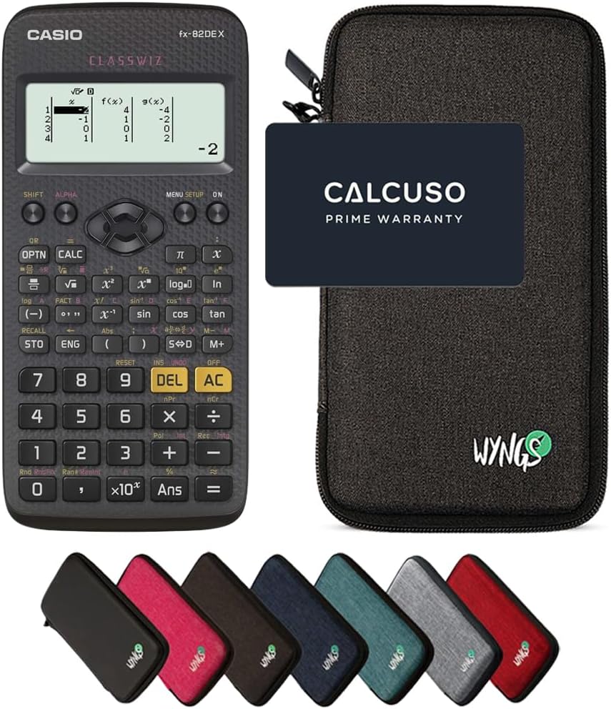 CALCUSO Sparpaket: Casio FX-82DE X technisch-wissenschaftlicher Taschenrechner + WYNGS Schutztasche
