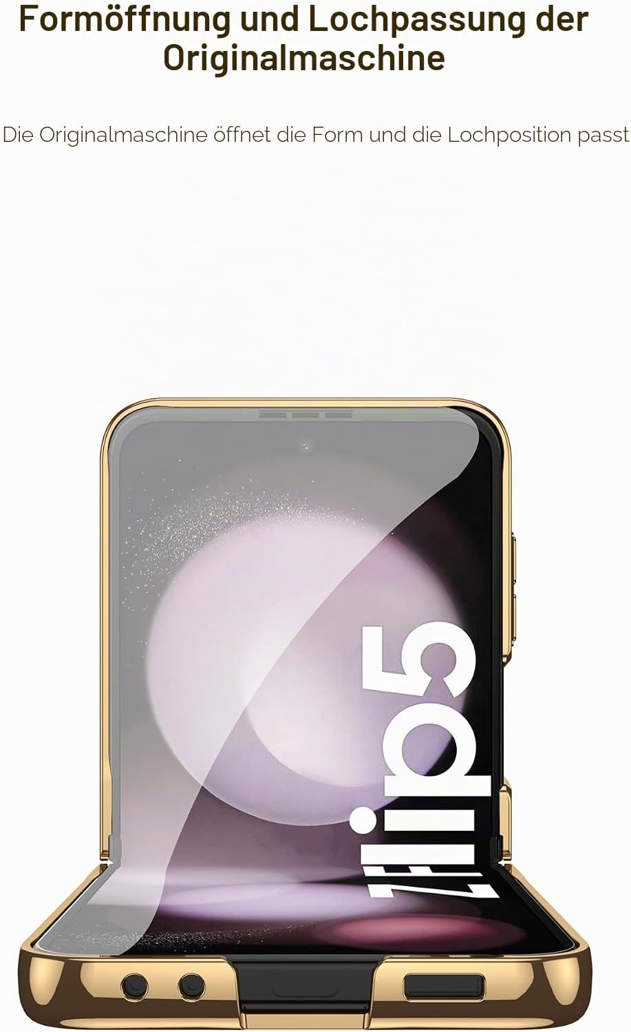 COQUE Galaxy Z Flip 5 5G Hülle,ultradünnes 9H Glas glänzend lackierte Handyhülle,Faltbare Handyhülle