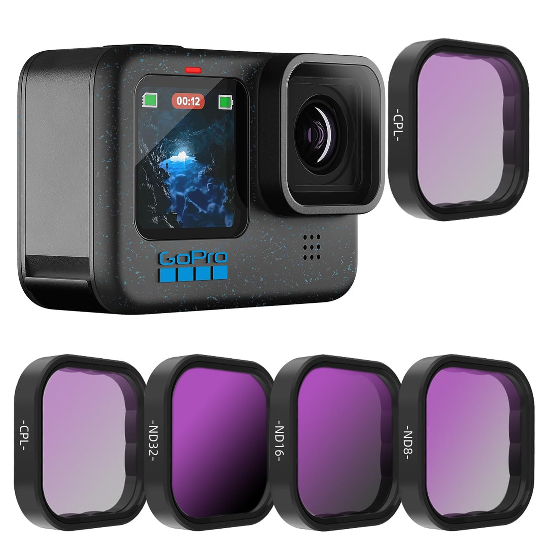 REYGEAK Objektivfilter CPL ND8 ND16 ND32, kompatibel mit GoPro Hero 12/Hero 11 Black Hero 10/9, Neut
