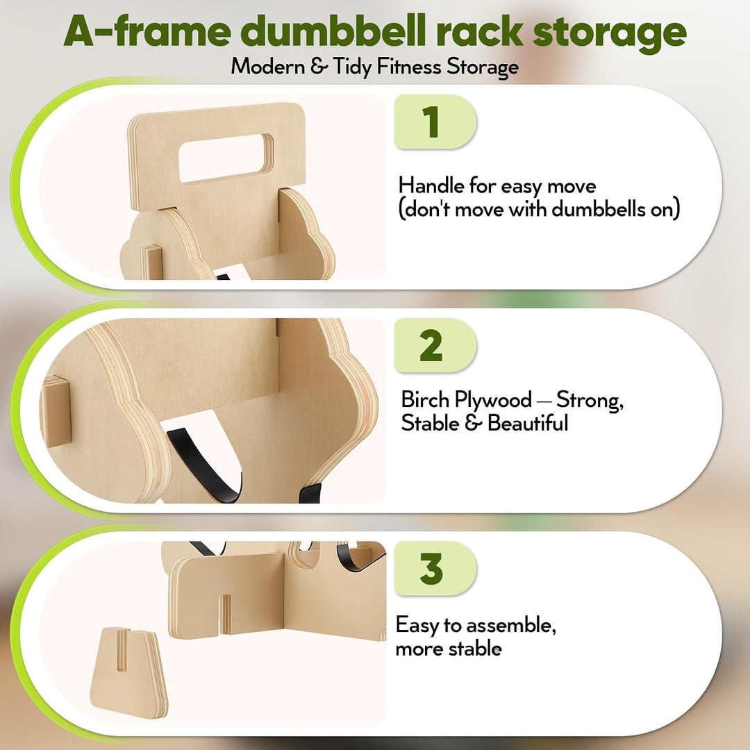 Hantelständer aus Holz, 4-stufiges Hantelregal für Neopren- &amp; Vinyl-Hanteln, platzsparender Kurzhant