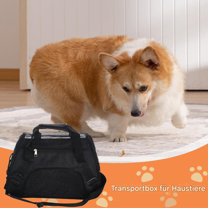 Hundetransporttasche | Mit Gepolsterter Verstellbarer Tragegurt-Tasche | Atmungsaktive Zusammenklapp