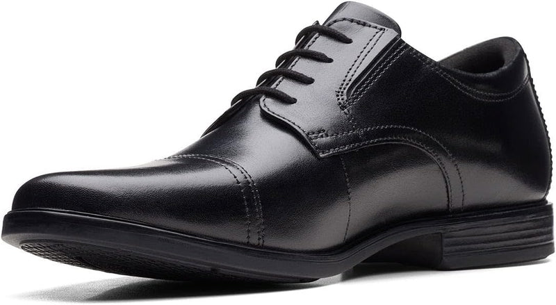 Clarks Herren Howard Cap Oxford 39.5 EU Black Leather, 39.5 EU Black Leather