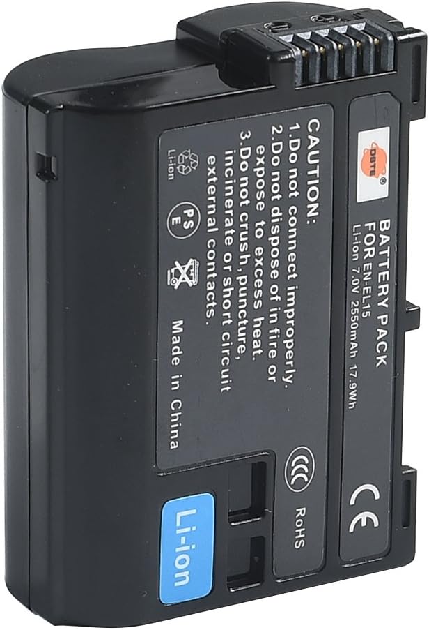 DSTE EN-EL15 Li-Ionen Batterie (2-Pack) und Micro USB Ladegerät Anzug Kompatibel für Nikon D500 D600