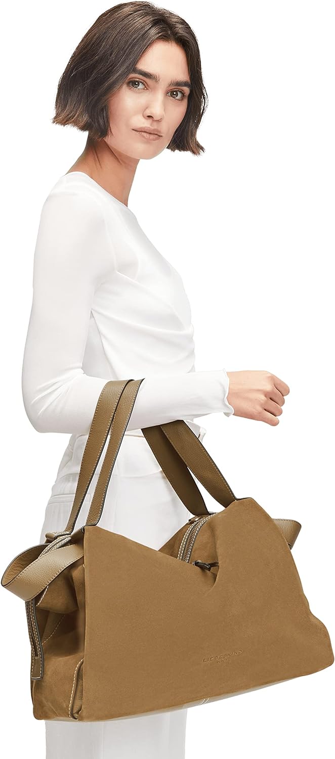 Liebeskind Damen Gray5 Suede Satchel L Tiramisu, Tiramisu