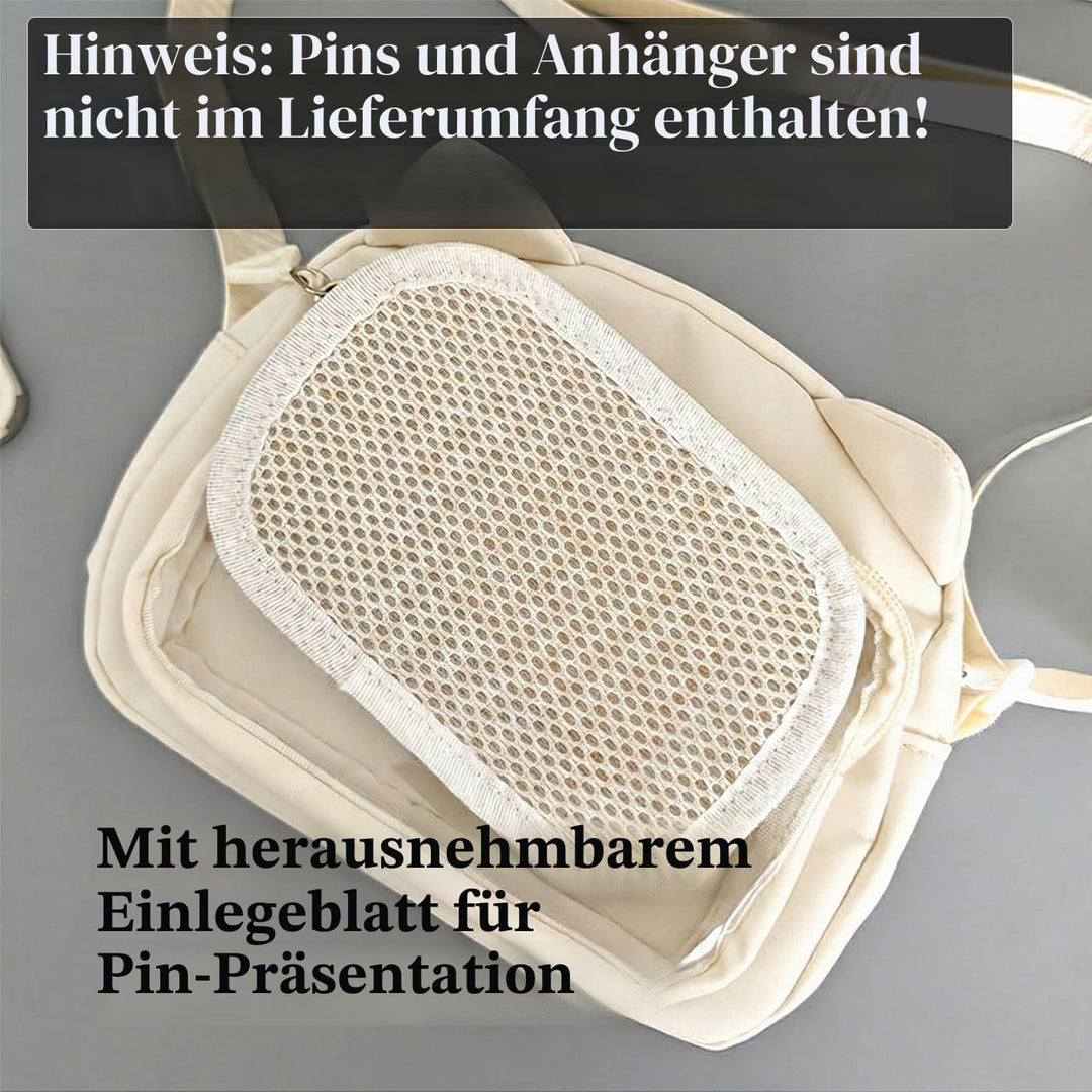 Kleine Ita Messenger Tasche für Damen, Kawaii Crossbody Tasche mit transparentem Pins Display-Fenste