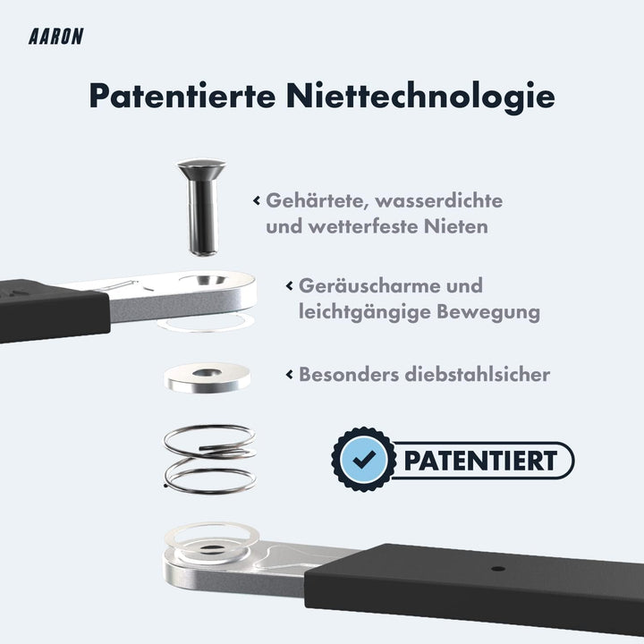 AARON Fahrradschloss - sicheres Faltschloss Stufe 14, patentiertes Hochsicherheitsschloss mit Halter