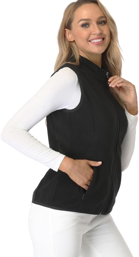 fuinloth Damen Weste Ärmellose Fleeceweste Leicht Stehkragen Weste mit Reissverschlusstaschen XXL Sc