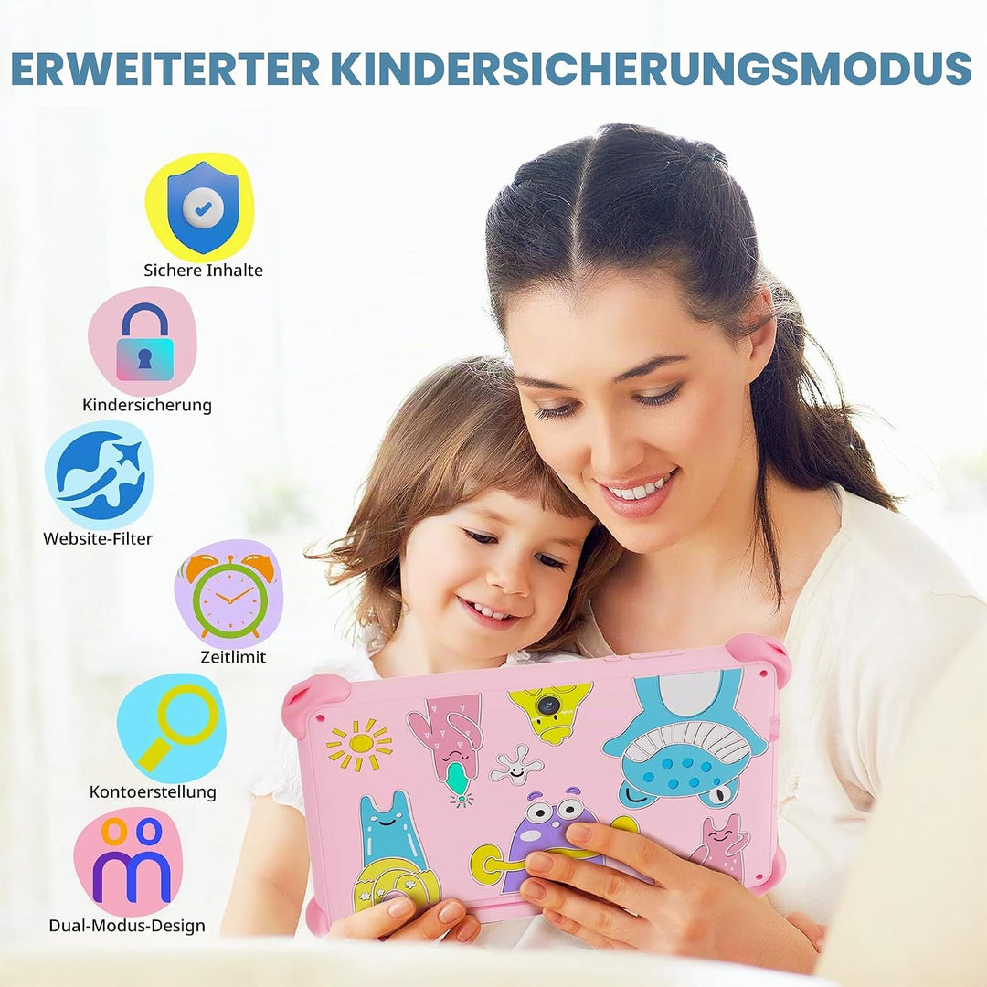 VESWWE Kinder Tablet 7 Zoll Android Tablet für Kinder 32GB ROM Kindertablet mit Schutzhülle WiFi6 Ki