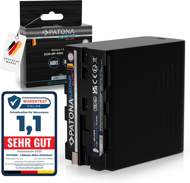 PATONA Platinum Akku NP-F970 10500mAh, PD20W USB-C in/Out Kompatibel mit Sony F980, F960, F950 für B
