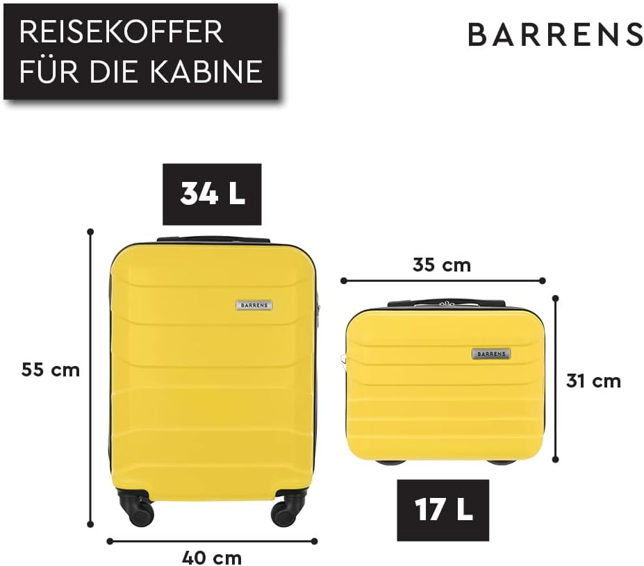 BARRENS Kabinenkoffer + Reisekosmetikkoffer Set | Handgepäck | Kabinenkoffer 55x40x20cm 34l | Kosmet