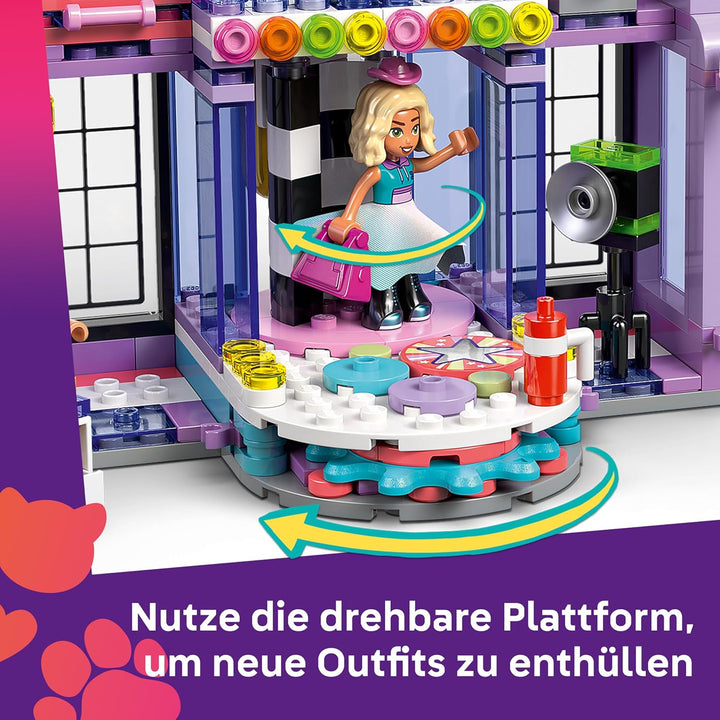 LEGO Friends Modeschau in Heartlake City - Verkleidungsspiel mit 3 Mini Puppen, Laufsteg, anpassbare