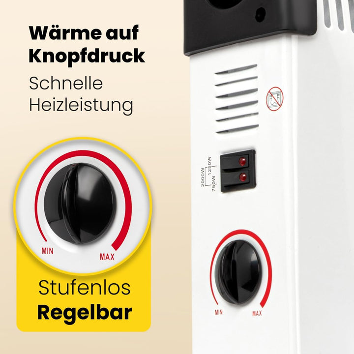 Clatronic® Konvektor-Heizung | Mobile Wärme für Zuhause | Elektroheizung mit 3 Heizstufen | Heizung