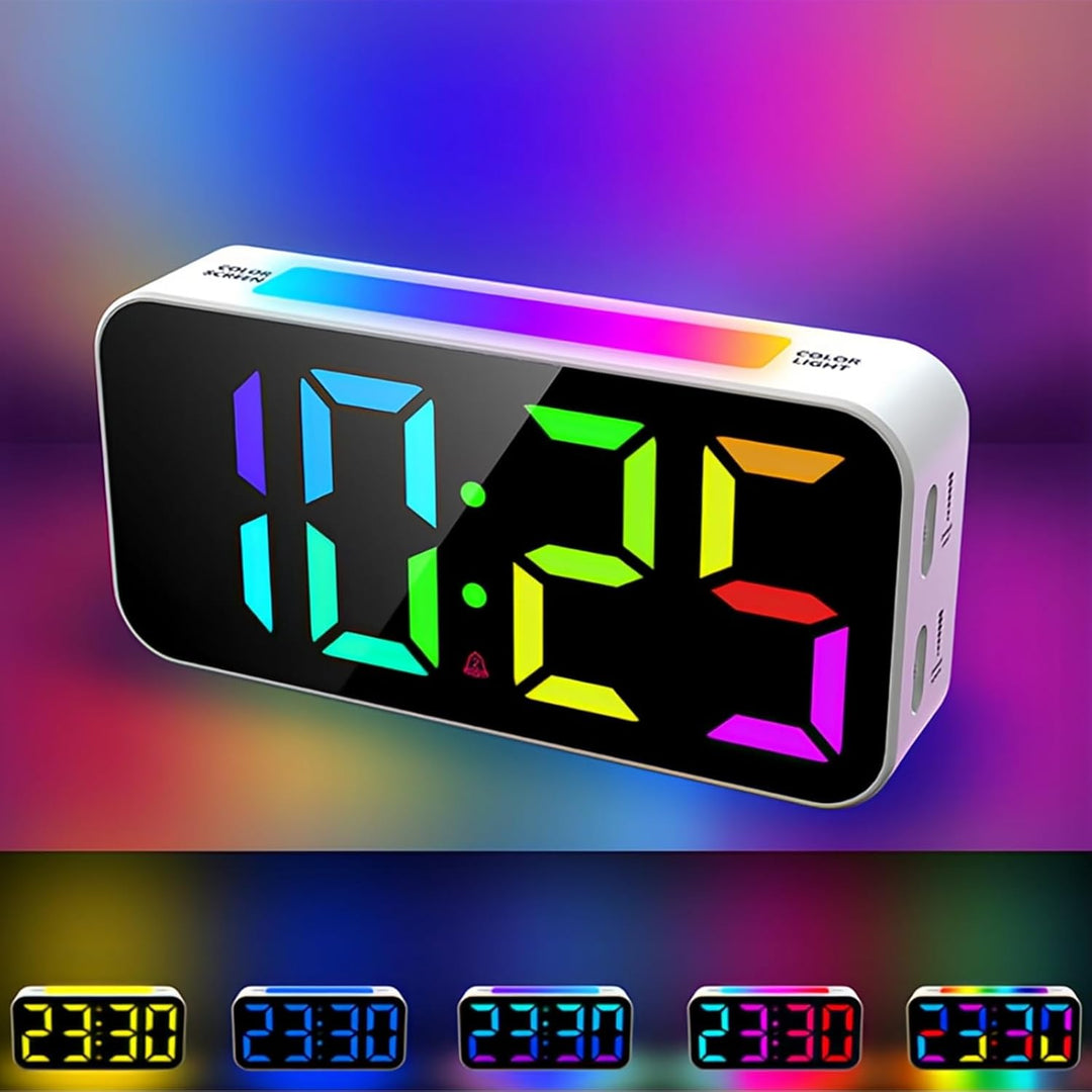 Lancoon Digitaler Schlafzimmer Wecker 12 24h Format einfarbiges Design RGB Grossdisplay 8 Farboption