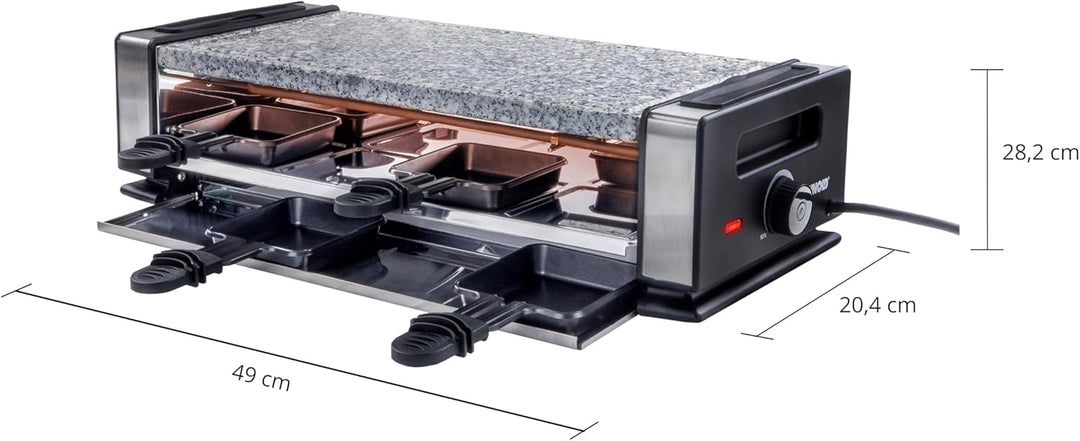 UNOLD 48760 Raclette Delice Basic - 1200 Watt, für bis zu 8 Personen, mit Naturstein-Grillplatte, we