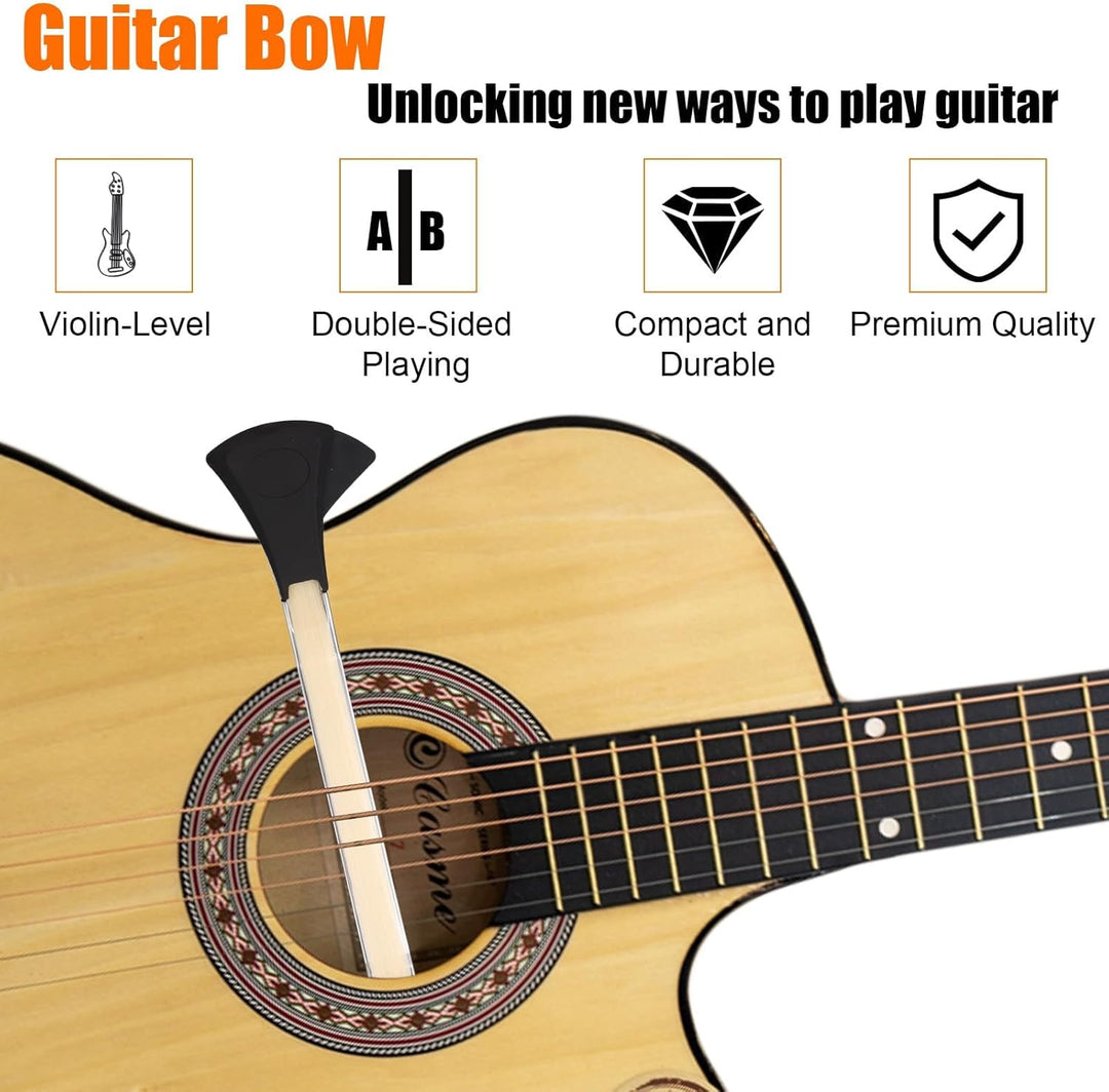 Gitarrenbogen-Set, 2-in-1 Rosshaar-Aluminium-Legierung Gitarrenbogen mit Kolophonium Schleifpapier T