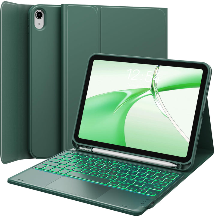 CHESONA Hülle mit Tastatur für iPad 10 Generation/11 Generation A16 2025, 7 Farben Beleuchtung, Mult