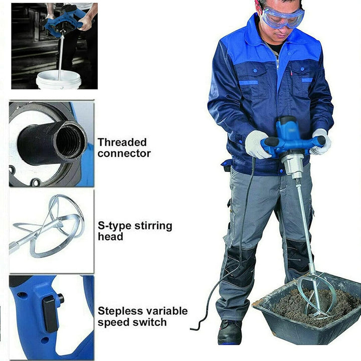 2600W Tragbarer Betonmischer, elektrischer Mörtelrührer Rührwerk Industriemischer, Tragbarer Zementm
