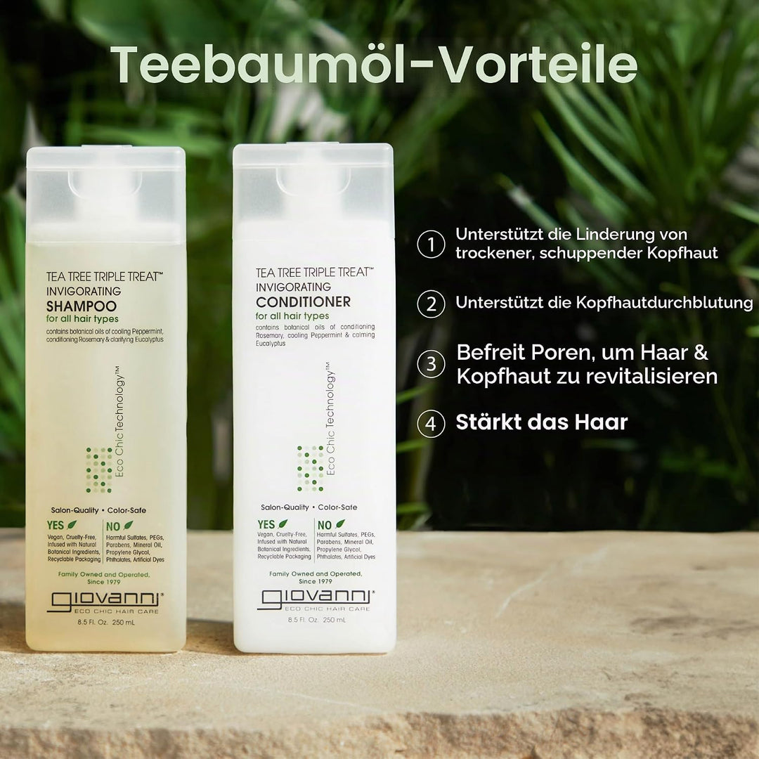 Giovanni Tea Tree Triple Treat , Duo Set Shampoo &amp; Conditioner, 8.5 Oz Each Bottle by Giovanni
