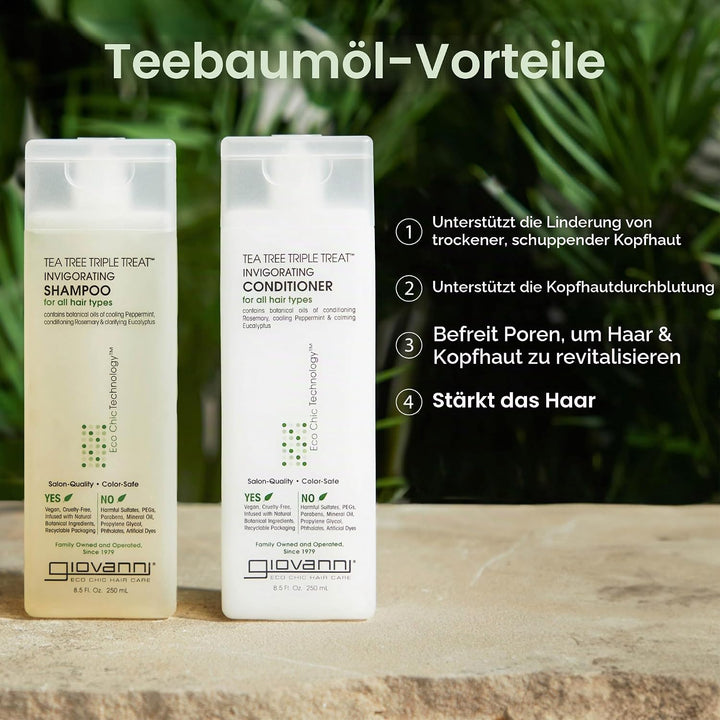 Giovanni Tea Tree Triple Treat , Duo Set Shampoo &amp; Conditioner, 8.5 Oz Each Bottle by Giovanni