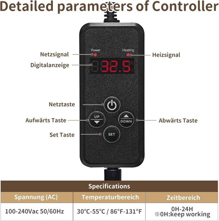 NAMOTEK Heizdecke für Haustiere - Temperatur & Timer einstellbar, wasserdichte Wärmematte mit kaufes