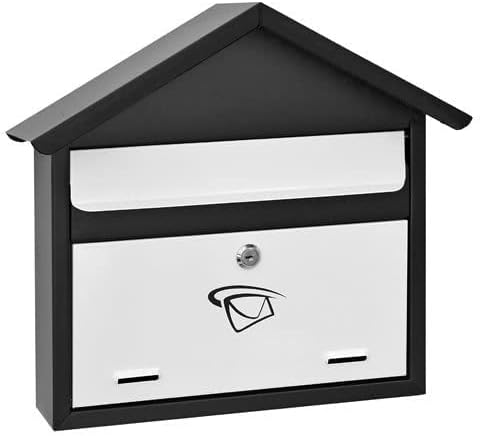 ADGO Modern Black &amp; White Edition Stylisch Briefkasten 365 mm x 400 mm x 75 Wandmontiert Wasserdicht