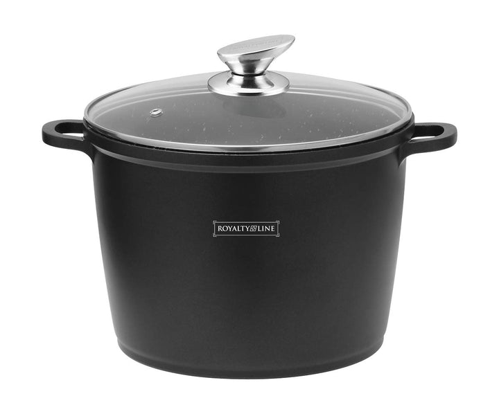 Royalty Line - Kochtopf mit Glasdeckel, Antihaftbeschichteter, Induktionsgeeignet, Schwarz, 7 Liter,