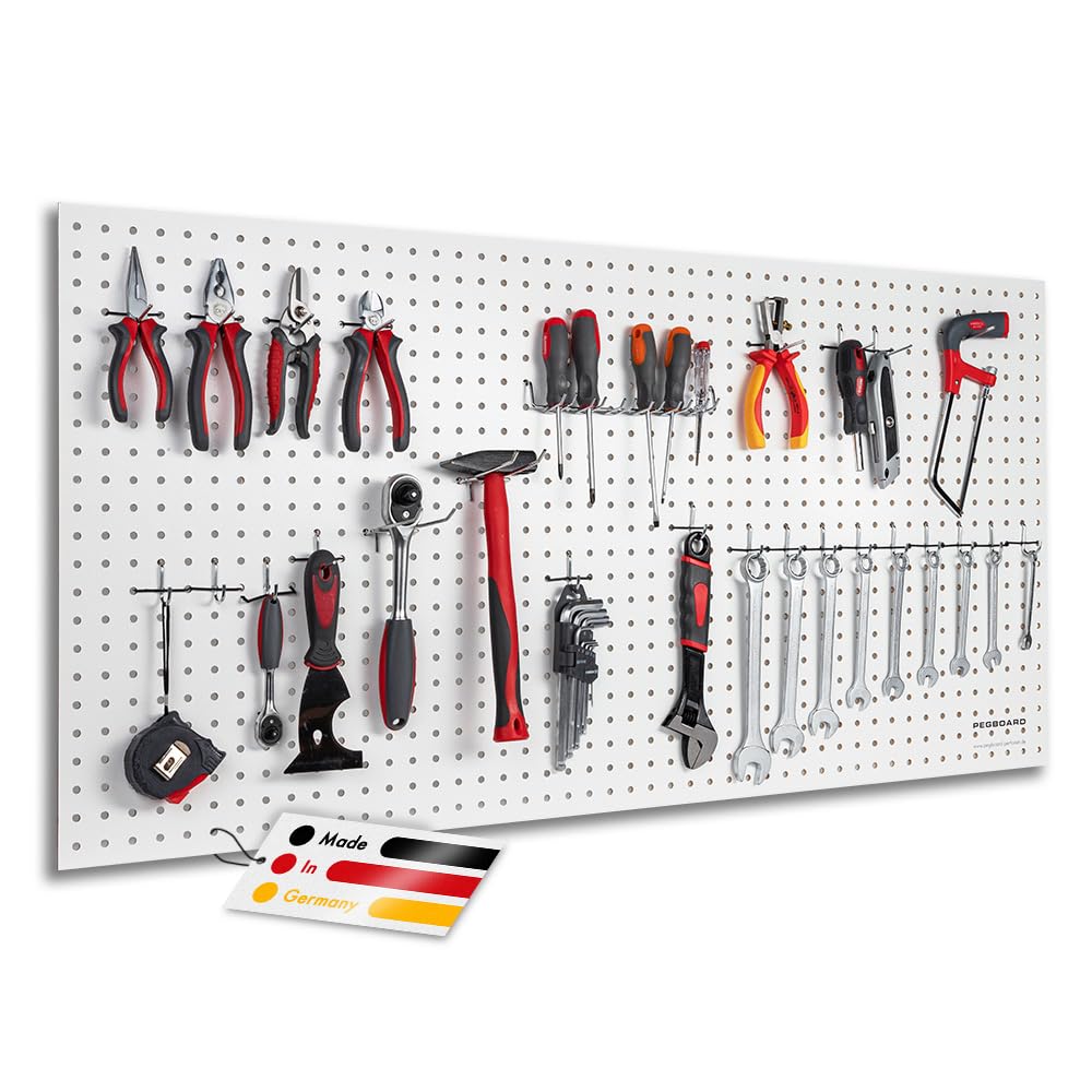 Pegboard 1 St. Werkzeugwand aus Holz (MDF) 120 x 60 x 0,5 cm - Lochung Ø7 mm Lochabstand 25,4 mm - w