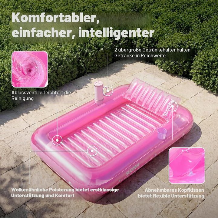Sloosh 70" x 46"/1.78m*1.16m aufblasbarer Sonnenpool, Luftmatratzte Pool, Sonnenbad mit abnehmbarem