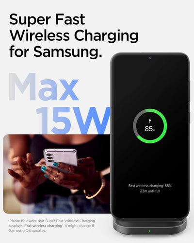 Spigen [Designed for Samsung] Qi Flex Wahre 15W Super Fast Induktive Ladestation Kabelloses Ladegerä