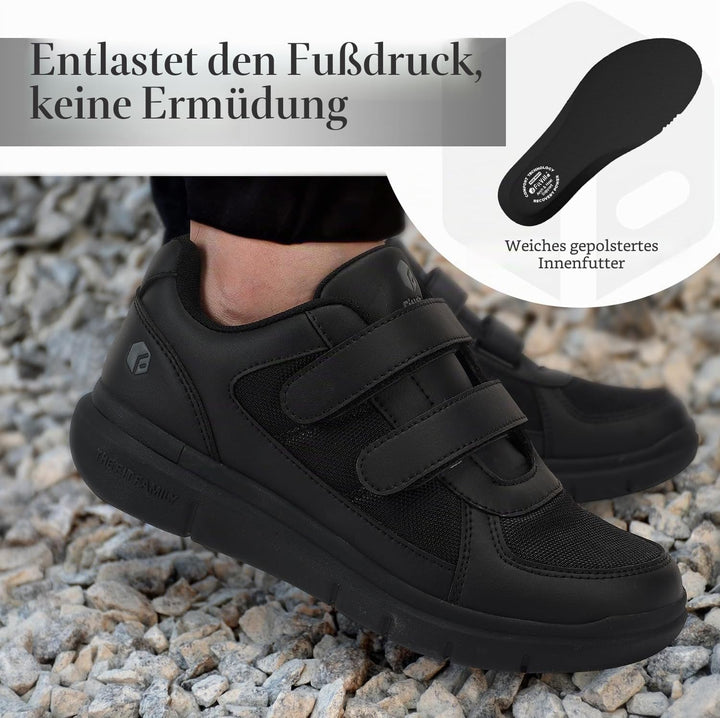 FitVille Herren Easytop Duo Strap Schuhe V3 Extra Weit Turnschuhe Sneaker 47 EU XX-Weit Schwarz, 47