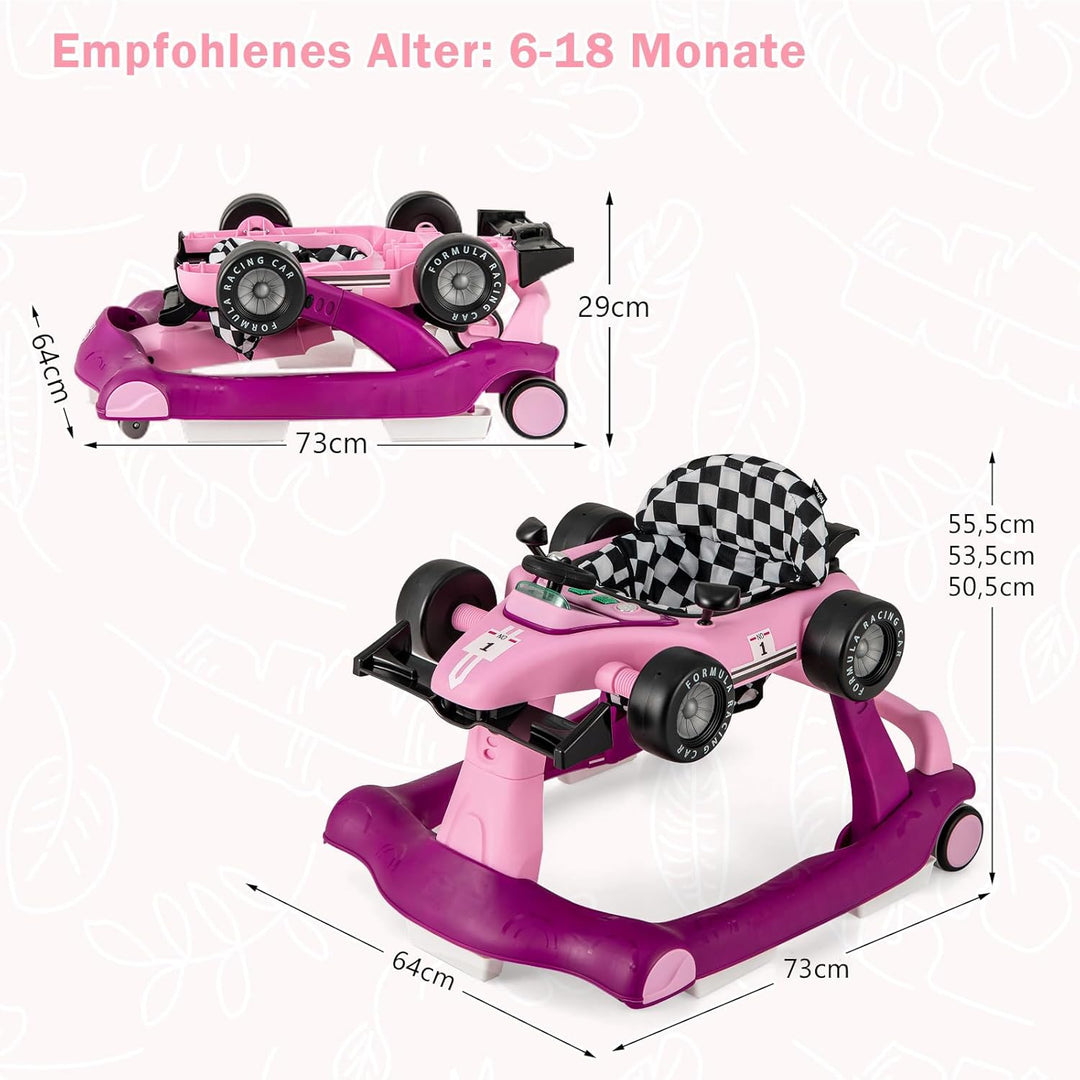 COSTWAY 4 in 1 Lauflernhilfe, Lauflernwagen klappbar mit verstellbarer Höhe & Geschwindigkeit, Baby