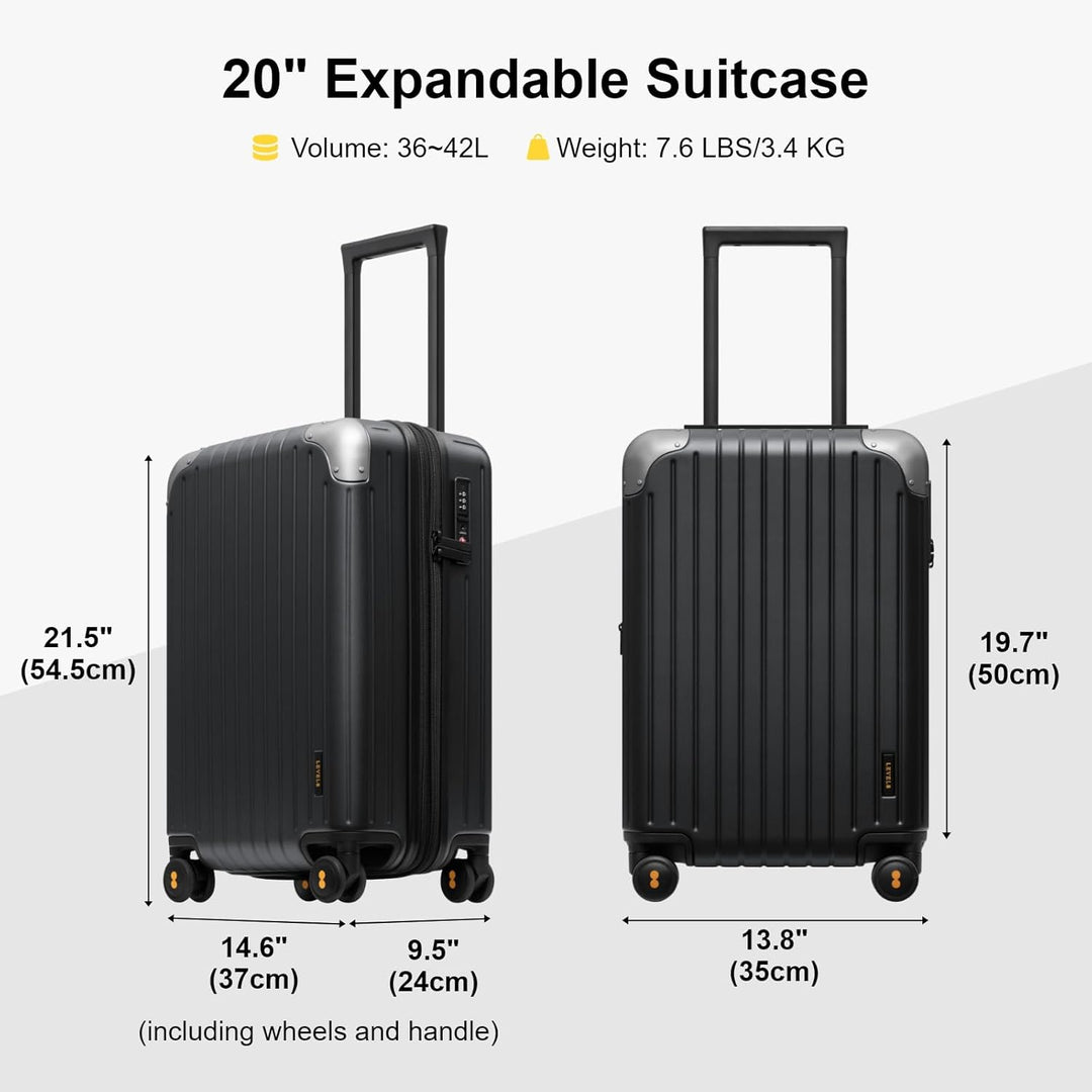 LEVEL8 Koffer Trolley Leicht Handgepäck Erweiterbar, 55cm, 36-42L | Hartschalenkoffer aus 100% Polyc