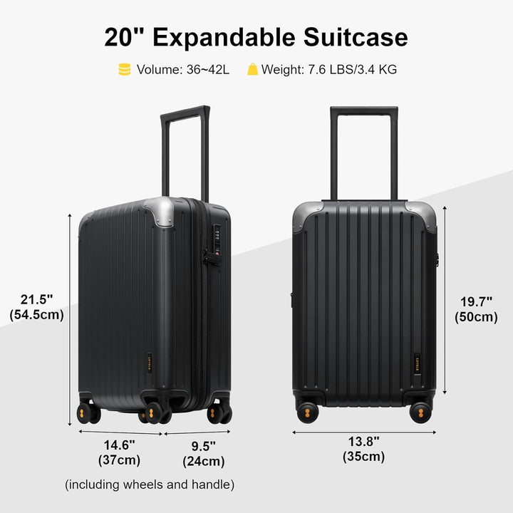 LEVEL8 Koffer Trolley Leicht Handgepäck Erweiterbar, 55cm, 36-42L | Hartschalenkoffer aus 100% Polyc