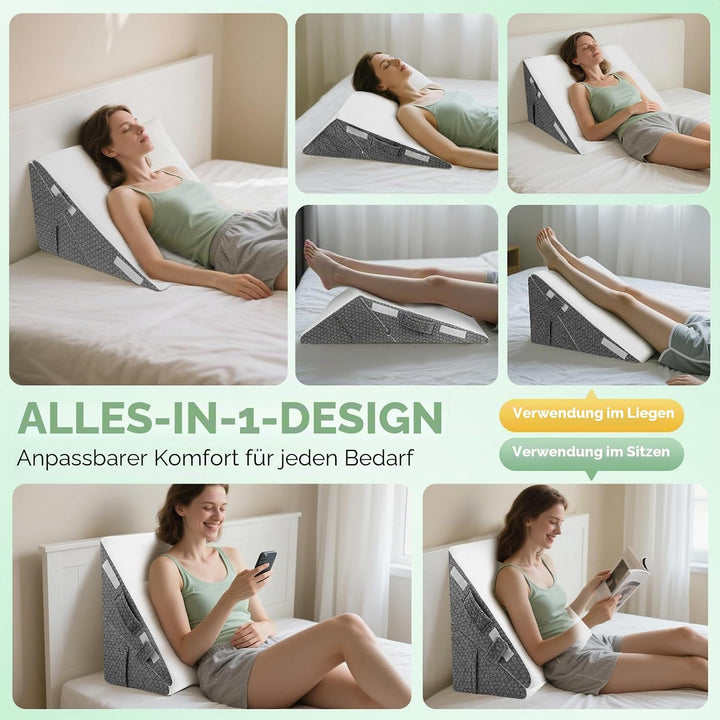 Keilkissen für Bett, Dreieckskissen Memory-Schaum, Verstellbares Keilkissen, Hochdichteschaum Leseki