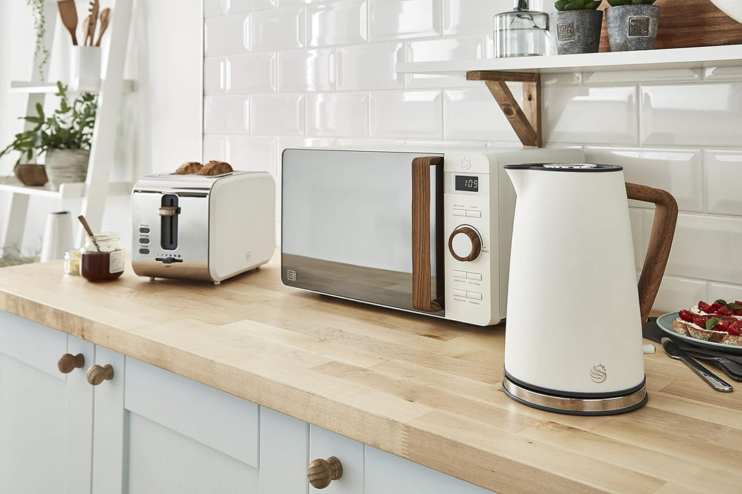 Swan Nordic Set Desayuno Wasserkocher 1,7 l 2200 W, Brot-Toaster mit Breitschlitz, 2 Scheiben, Mikro
