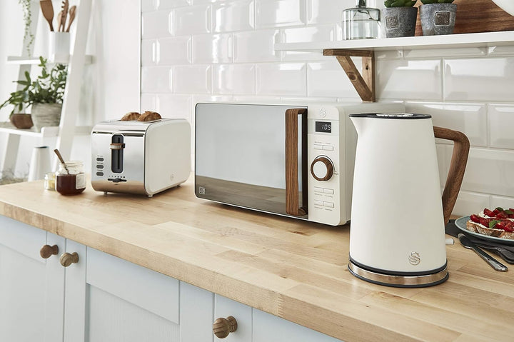 Swan Nordic Set Desayuno Wasserkocher 1,7 l 2200 W, Brot-Toaster mit Breitschlitz, 2 Scheiben, Mikro