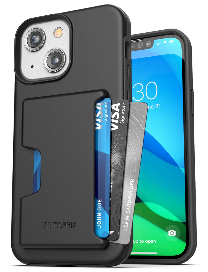 Encased Wallet Hülle für iPhone 13 mit Kartenfach – Schutzhülle Handyhülle Stossfest Case (4 Karten/