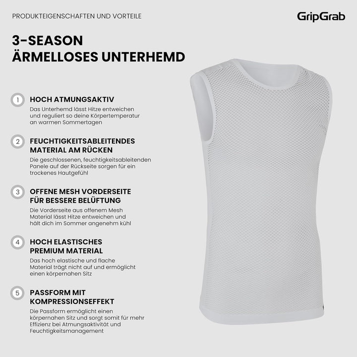 GripGrab 3 Jahreszeiten Ärmelloses Radsport Funktionsunterhemd Sleeveless Frühling Sommer Herbst Mes