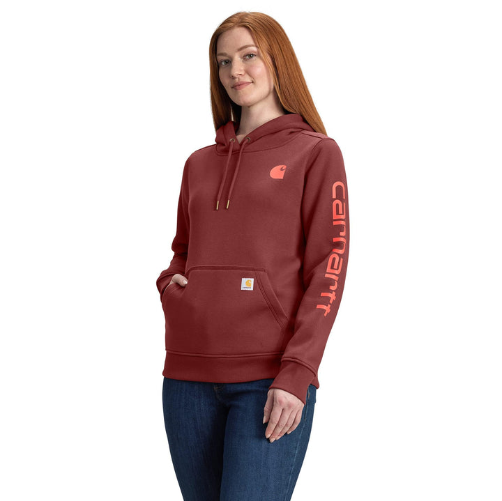 Carhartt Bekleidung Clarksburg Sleeve Logo Hooded Sweatshirt L Barnwood, L Barnwood
