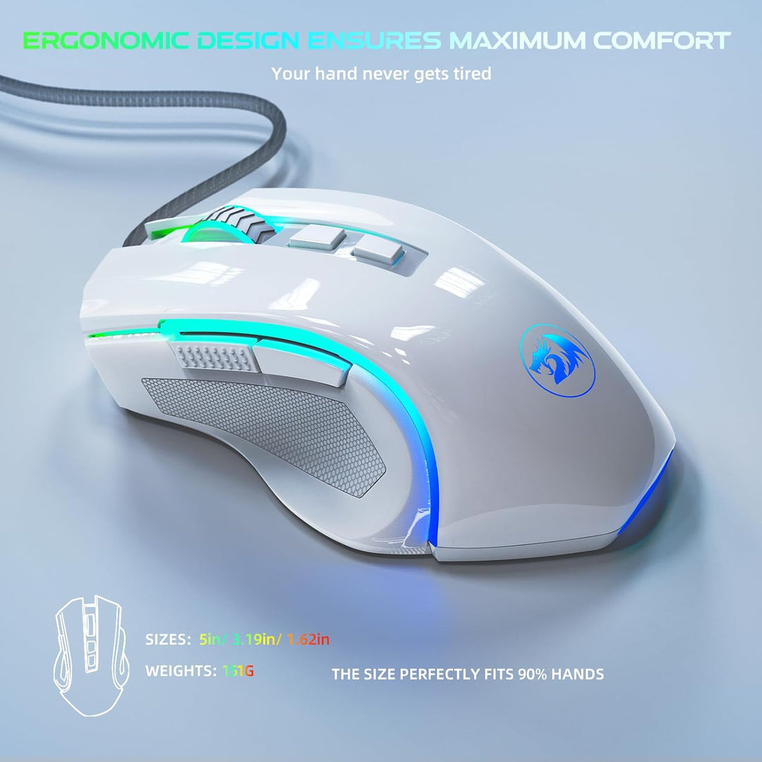 Redragon M602 Gaming Maus RGB Beleuchtet, 7200 DPI, 7 Tasten, 7 Beleuchtung Modis Programmierbar mit