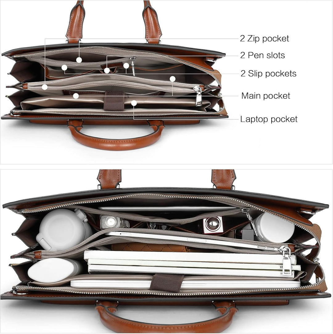 BOSTANTEN Damen Aktentaschen Leder Laptop Schultertasche 15.6 Zoll Frauen Arbeitstasche Businesstasc